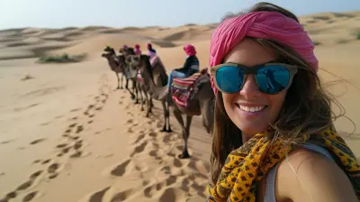 Camel Trekking Through Mesmerizing Desert Dunes